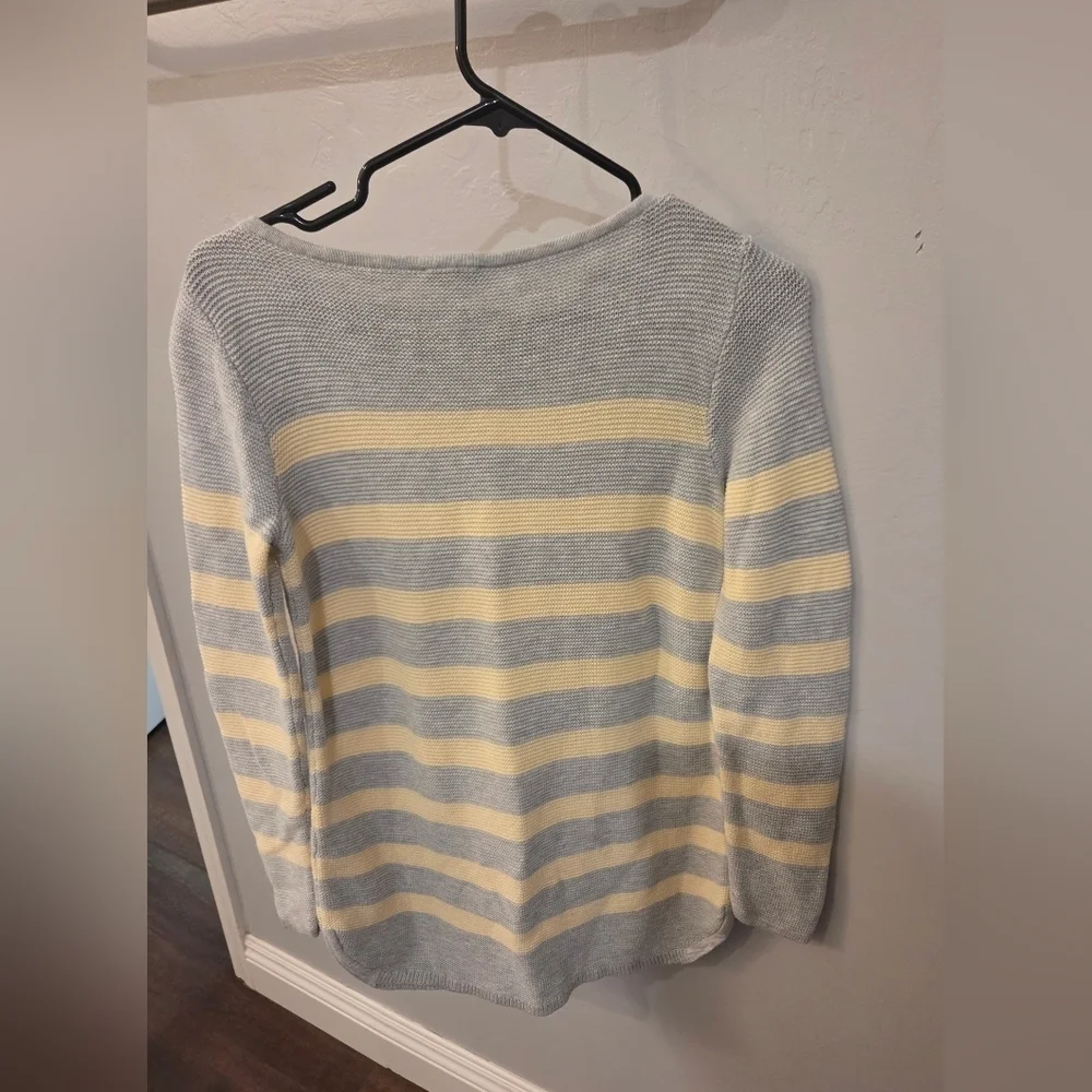 J. Crew Gray and Cream Striped Sweater